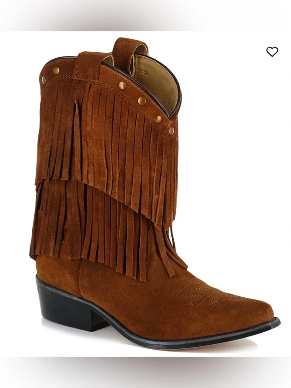 Girls brown suede fringe cowgirl boots Shyanne size 2